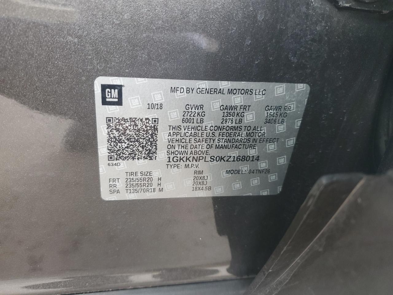 1gkknpls0kz168014 1GKKNPLS0KZ168014 2019 GMC Acadia Denali