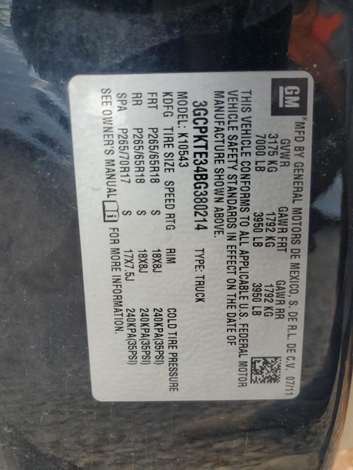 2011 Chevrolet Silverado K1500 Ltz VIN: 3GCPKTE34BG380214 Lot: 61495345