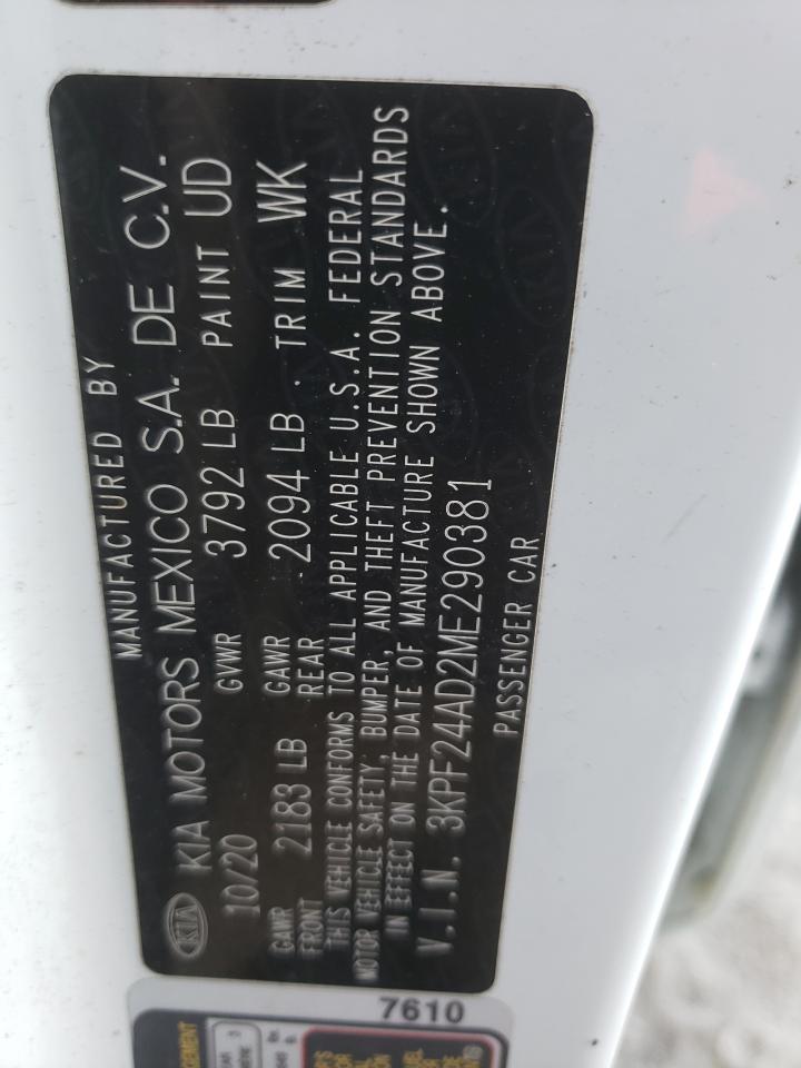 2021 Kia Forte Fe VIN: 3KPF24AD2ME290381 Lot: 67170745