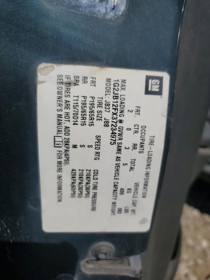 2003 Pontiac Sunfire VIN: 1G2JB12FX37234975 Lot: 66085475