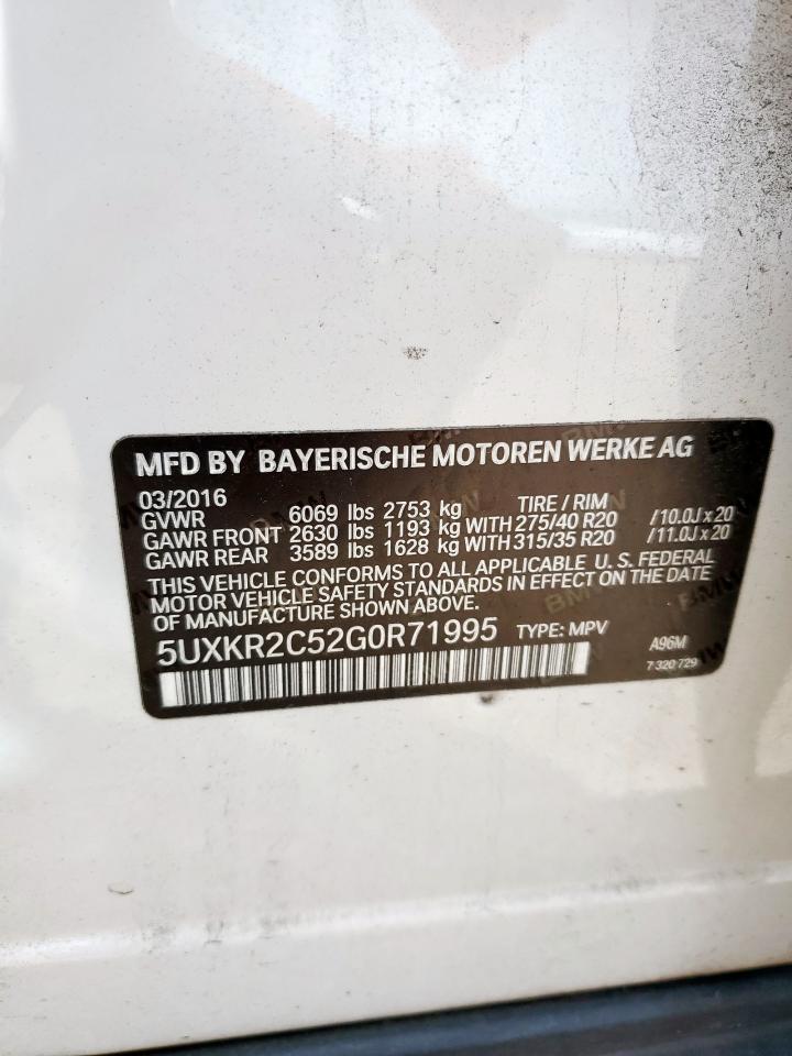 2016 BMW X5 Sdrive35I VIN: 5UXKR2C52G0R71995 Lot: 62528965