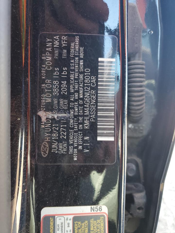 2022 Hyundai Elantra Sel VIN: KMHLM4AG6NU218010 Lot: 63825205