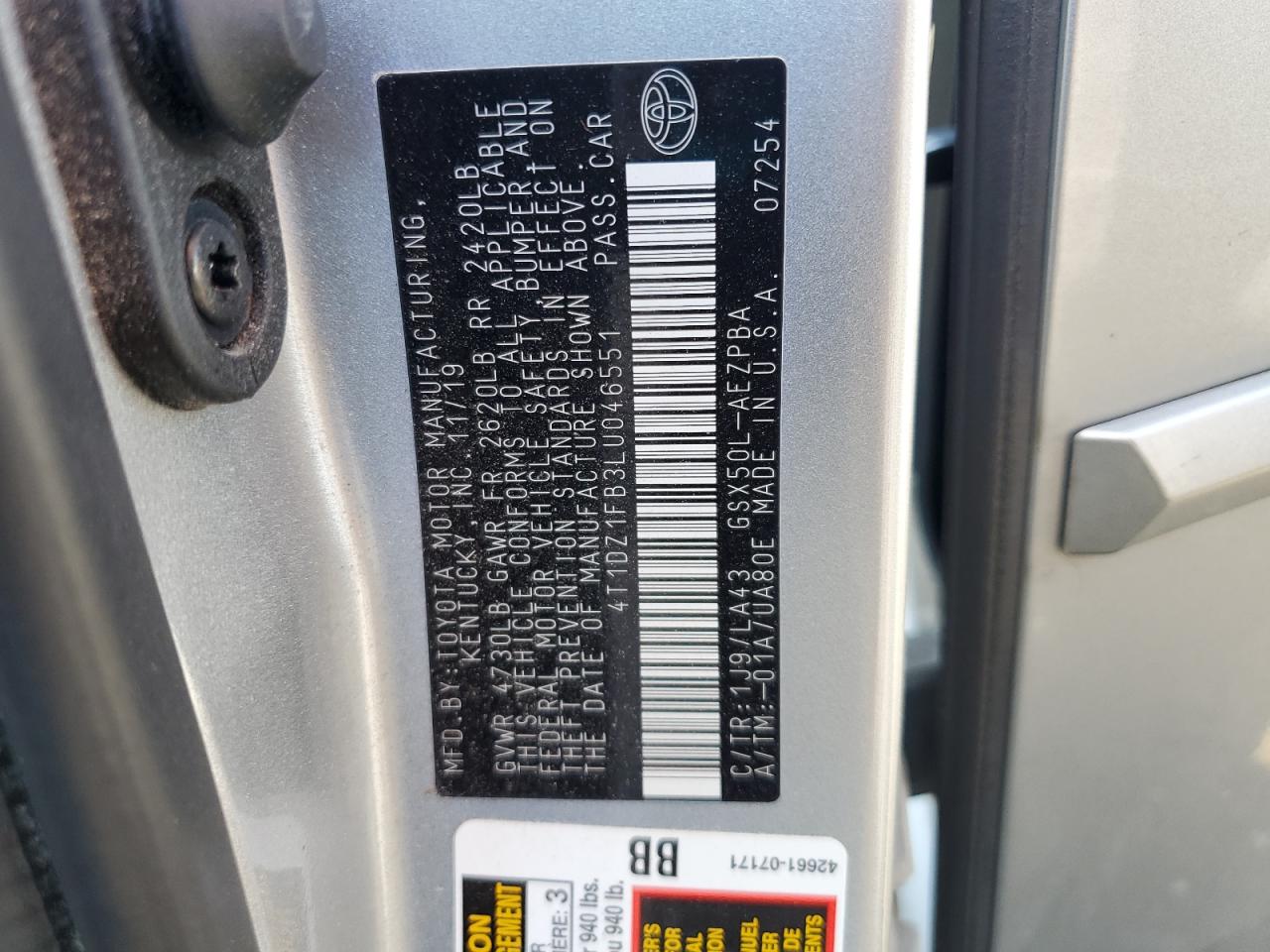 2020 Toyota Avalon Limited VIN: 4T1DZ1FB3LU046551 Lot: 65317345