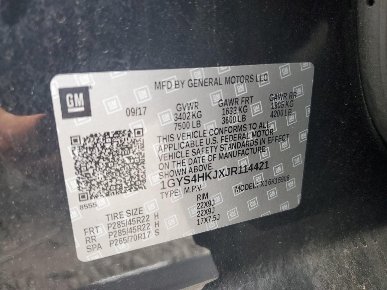 2018 Cadillac Escalade Esv Luxury VIN: 1GYS4HKJXJR114421 Lot: 67084585