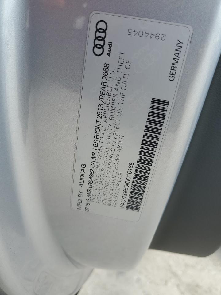 2019 Audi A5 Premium Plus VIN: WAUYNGF50KN010188 Lot: 63432295