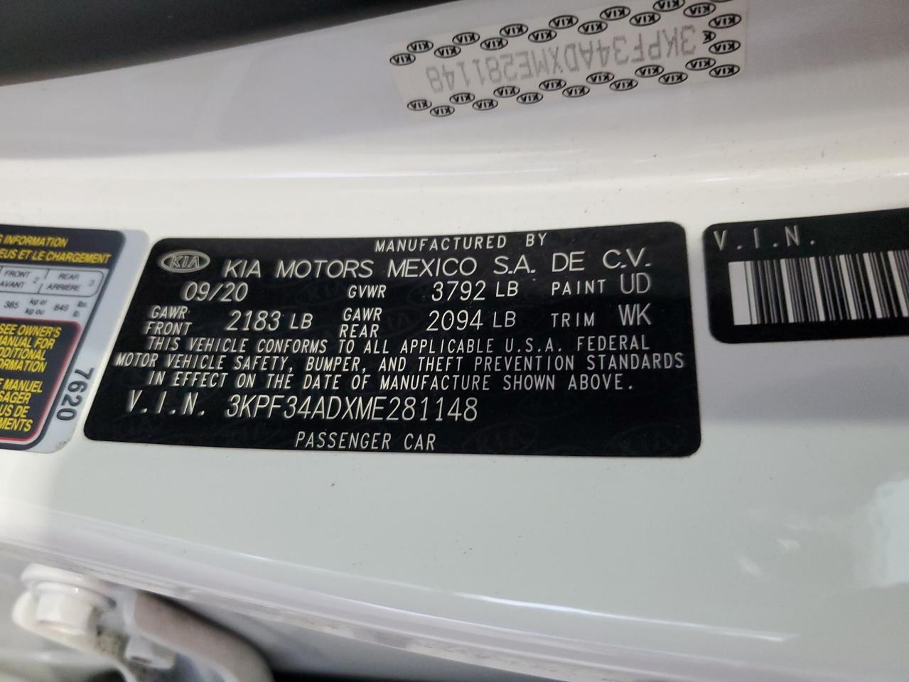 3KPF34ADXME281148 2021 Kia Forte Gt Line