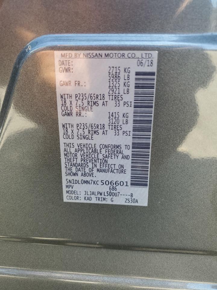 2019 Infiniti Qx60 Luxe VIN: 5N1DL0MN7KC506601 Lot: 63286305