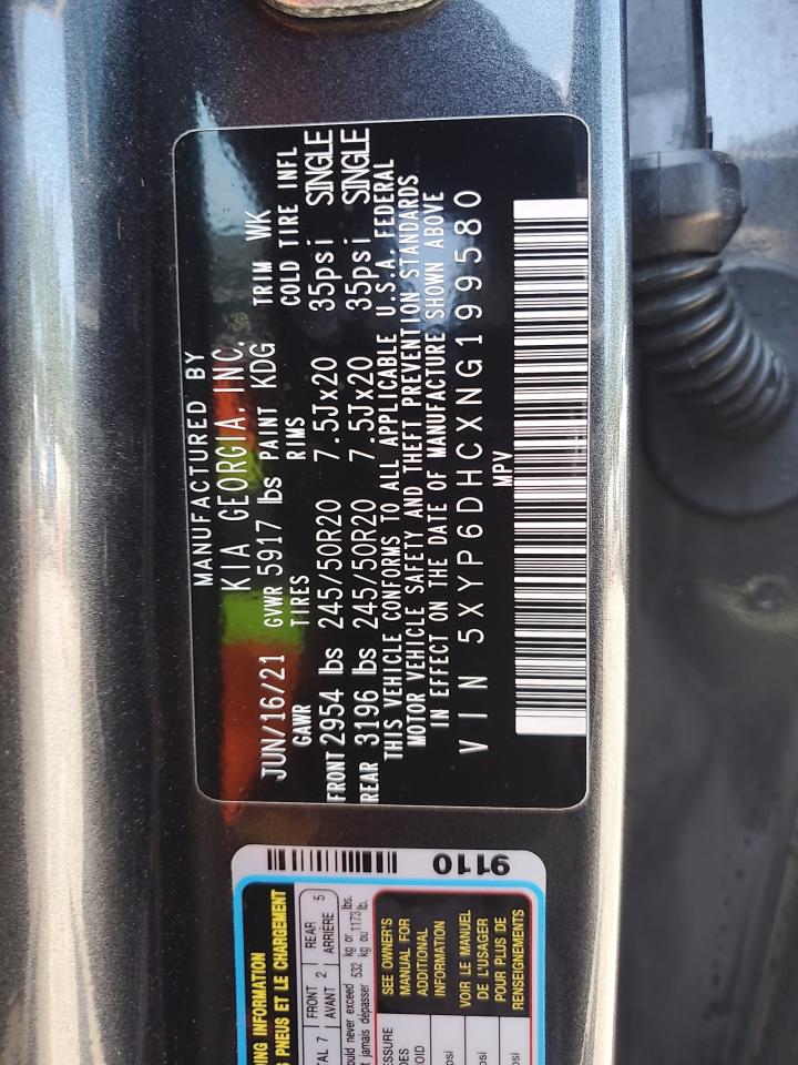 2022 Kia Telluride S VIN: 5XYP6DHCXNG199580 Lot: 65932915