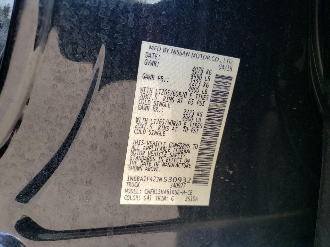 2018 Nissan Titan Xd Sl VIN: 1N6BA1F42JN530932 Lot: 66635675