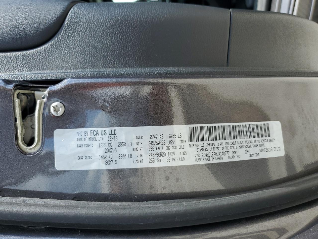 2020 Chrysler Pacifica Touring VIN: 2C4RC1FG0LR140777 Lot: 63764545