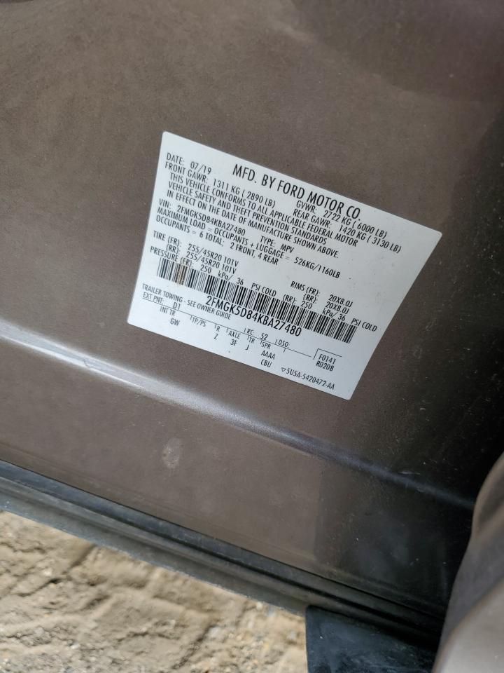 2019 Ford Flex Limited VIN: 2FMGK5D84KBA27480 Lot: 65758195