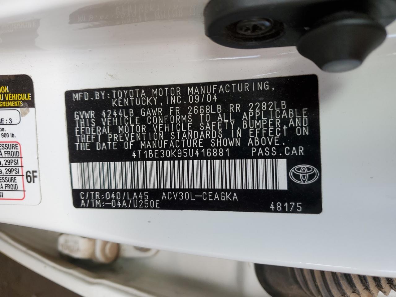 2005 Toyota Camry Le VIN: 4T1BE30K95U416881 Lot: 65030445