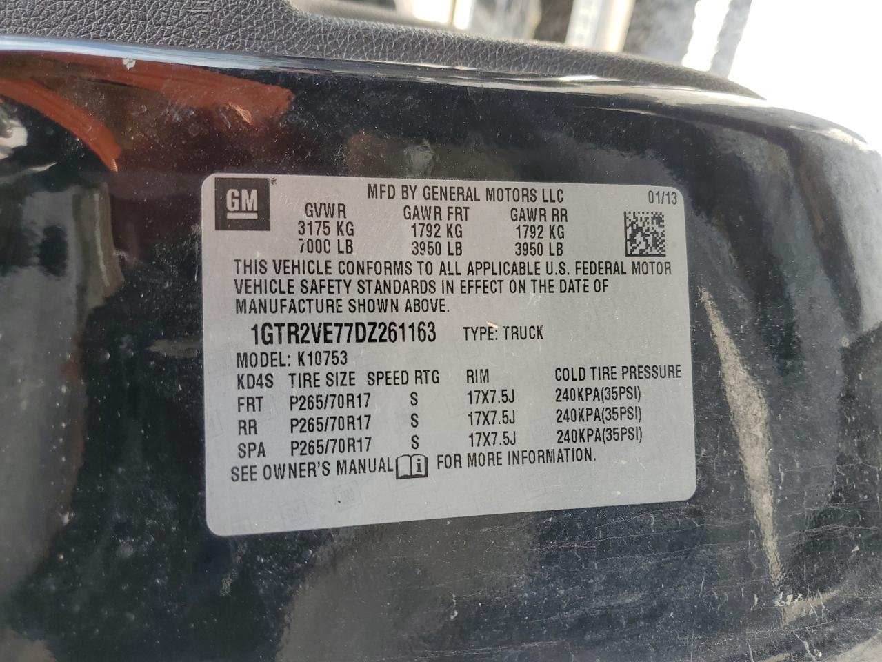 2013 GMC Sierra K1500 Sle VIN: 1GTR2VE77DZ261163 Lot: 66690435