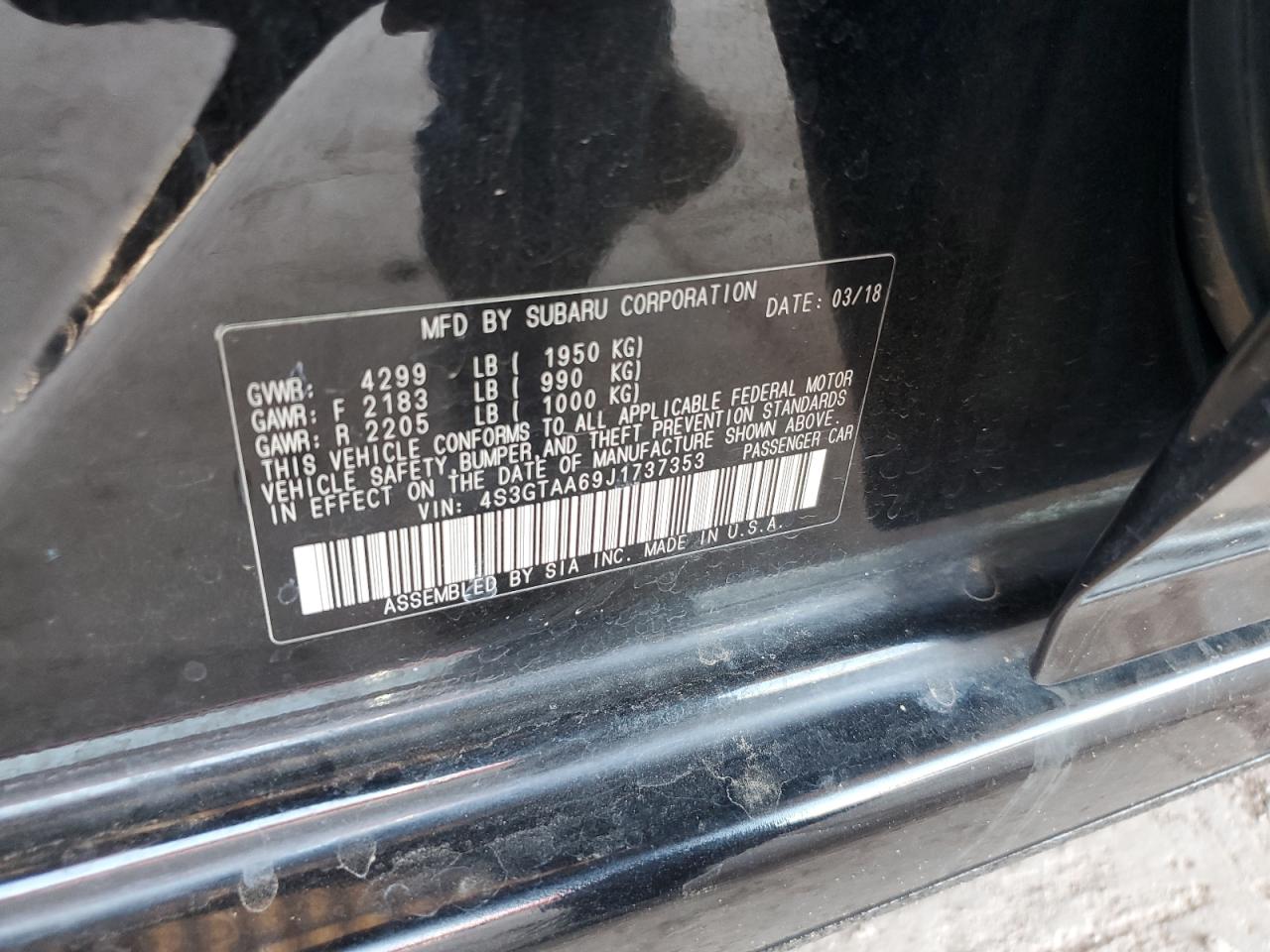 2018 Subaru Impreza VIN: 4S3GTAA69J1737353 Lot: 63613415