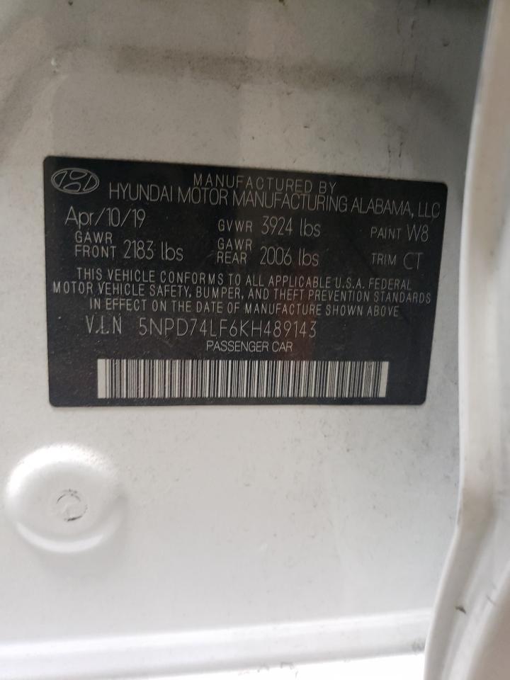2019 Hyundai Elantra Se VIN: 5NPD74LF6KH489143 Lot: 64662605