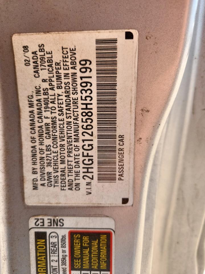 2008 Honda Civic Lx VIN: 2HGFG12658H539199 Lot: 64515445