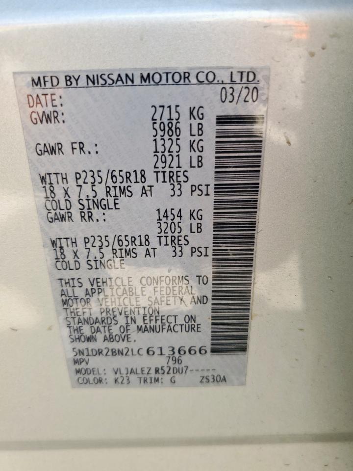 5n1dr2bn2lc613666 5N1DR2BN2LC613666 2020 Nissan Pathfinder Sv