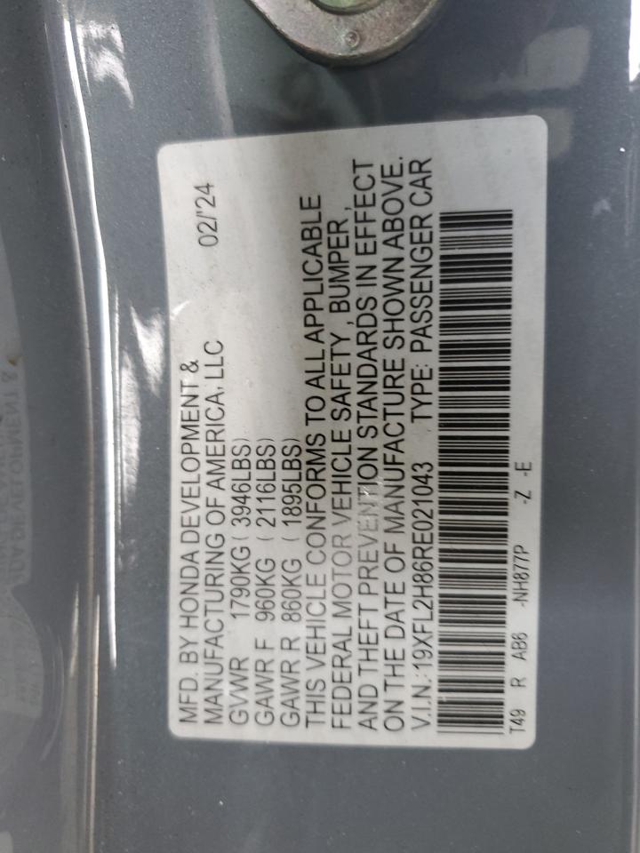 2024 Honda Civic Sport VIN: 19XFL2H86RE021043 Lot: 65998175