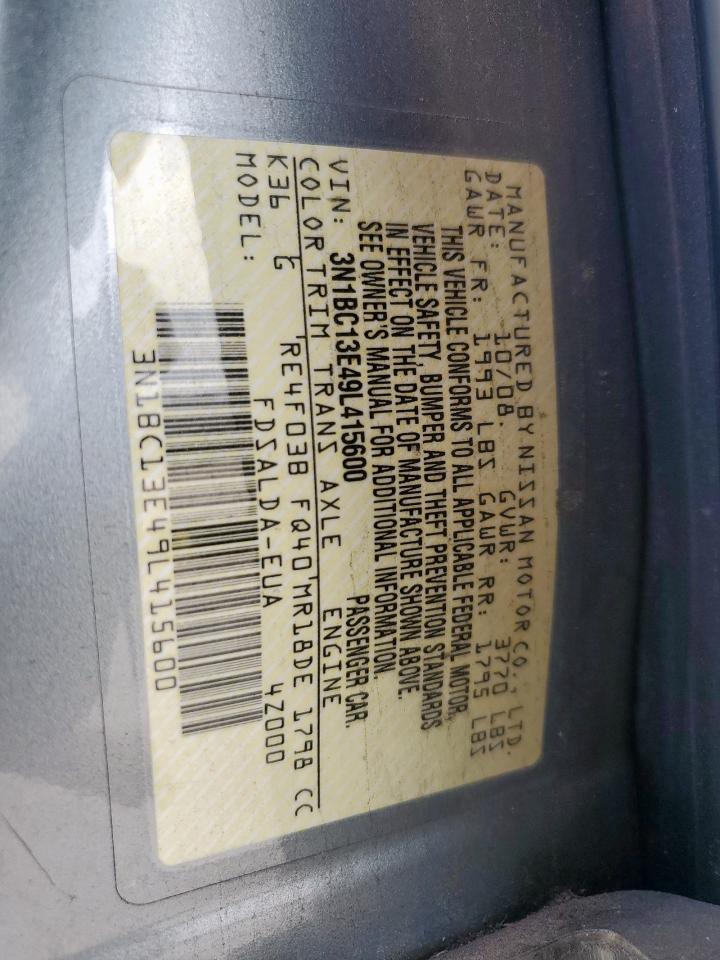 2009 Nissan Versa S VIN: 3N1BC13E49L415600 Lot: 65470355