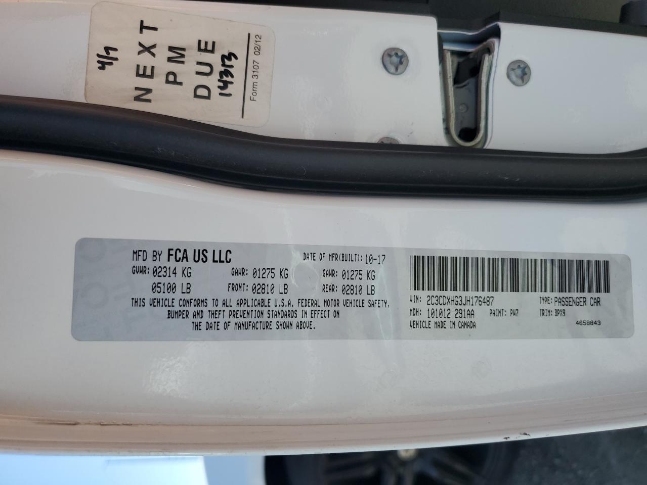 2018 Dodge Charger Sxt Plus VIN: 2C3CDXHG3JH176487 Lot: 66156355