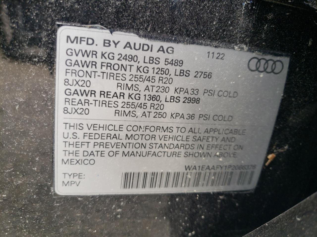 2023 Audi Q5 Premium Plus 45 VIN: WA1EAAFY1P2066376 Lot: 65916255