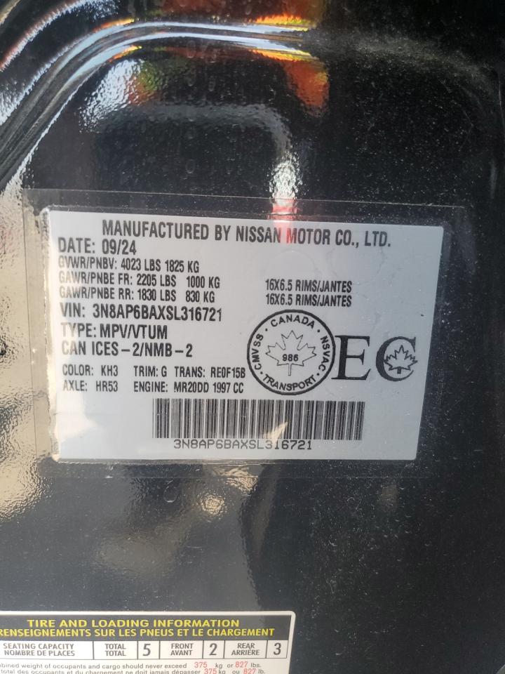 2025 Nissan Kicks S VIN: 3N8AP6BAXSL316721 Lot: 64258275
