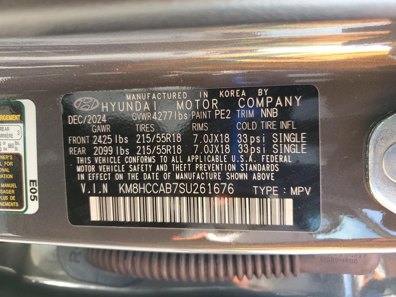 2025 Hyundai Kona Sel VIN: KM8HCCAB7SU261676 Lot: 64380725