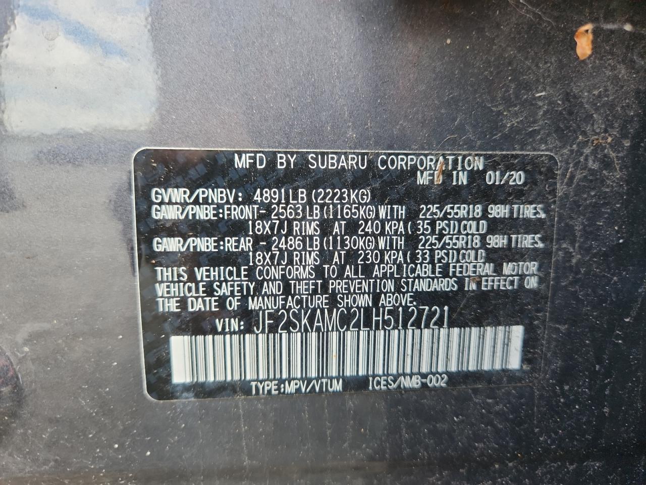 2020 Subaru Forester Sport VIN: JF2SKAMC2LH512721 Lot: 63547425