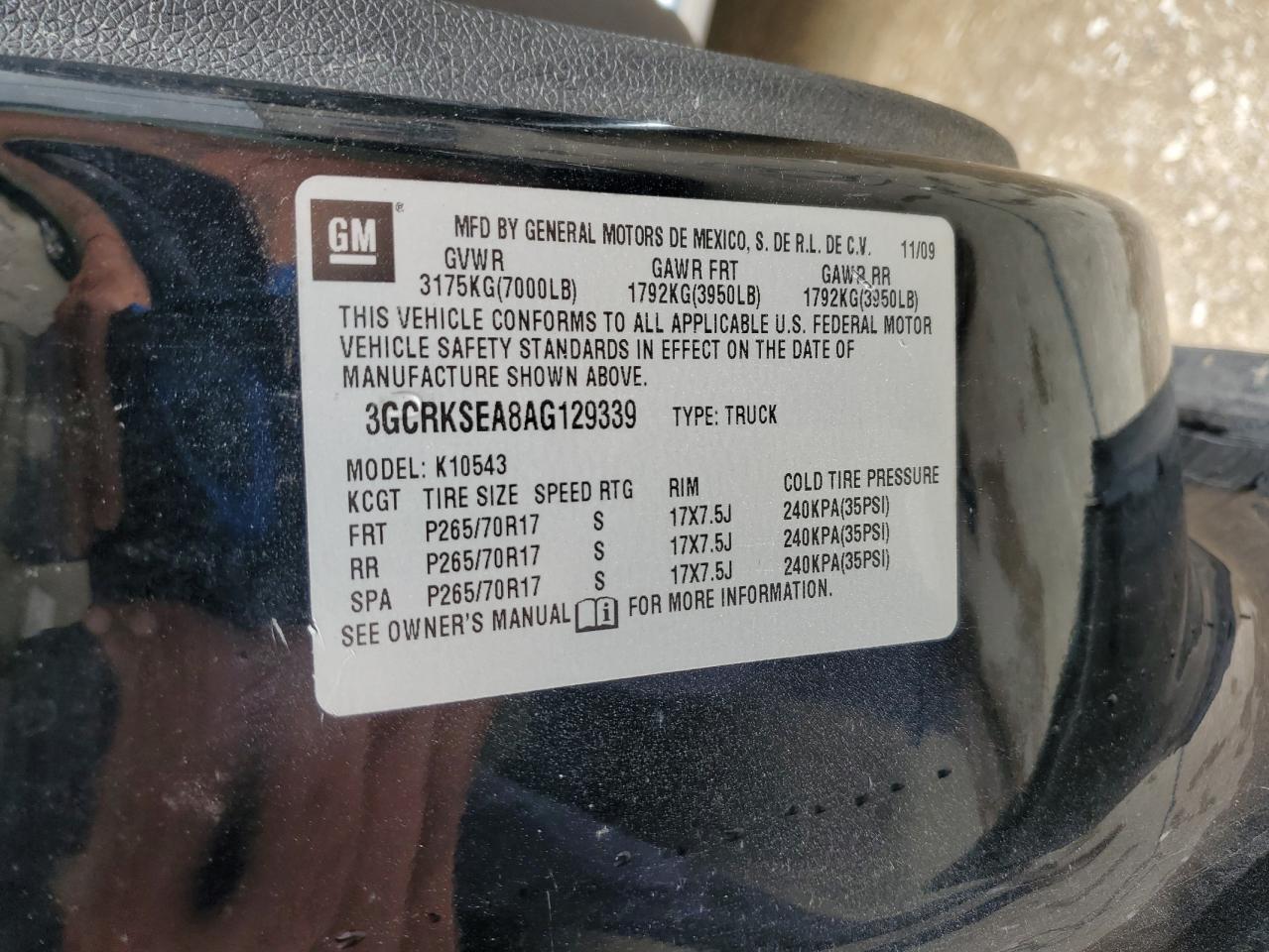 2010 Chevrolet Silverado K1500 Lt VIN: 3GCRKSEA8AG129339 Lot: 66313745