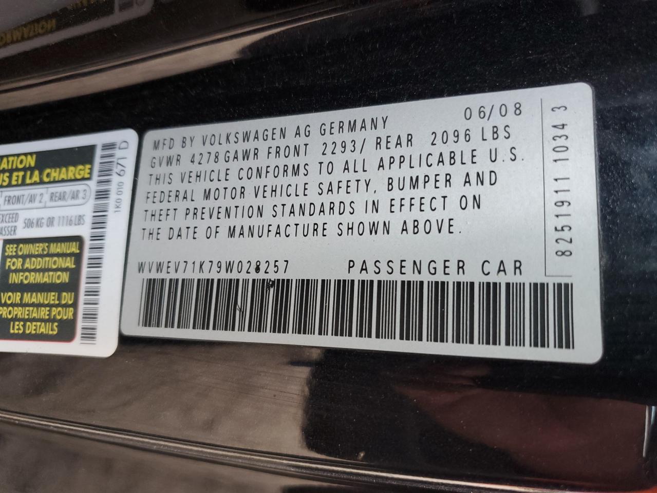 2009 Volkswagen Gti VIN: WVWEV71K79W028257 Lot: 64094725
