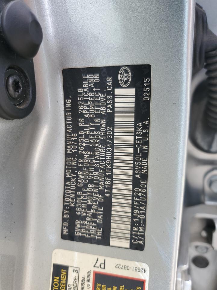 2017 Toyota Camry Le VIN: 4T1BF1FK9HU347302 Lot: 64587775