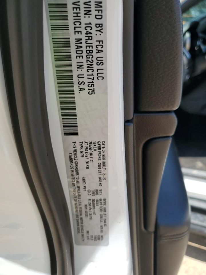 2022 Jeep Grand Cherokee Limited VIN: 1C4RJEBG2NC171575 Lot: 65591675