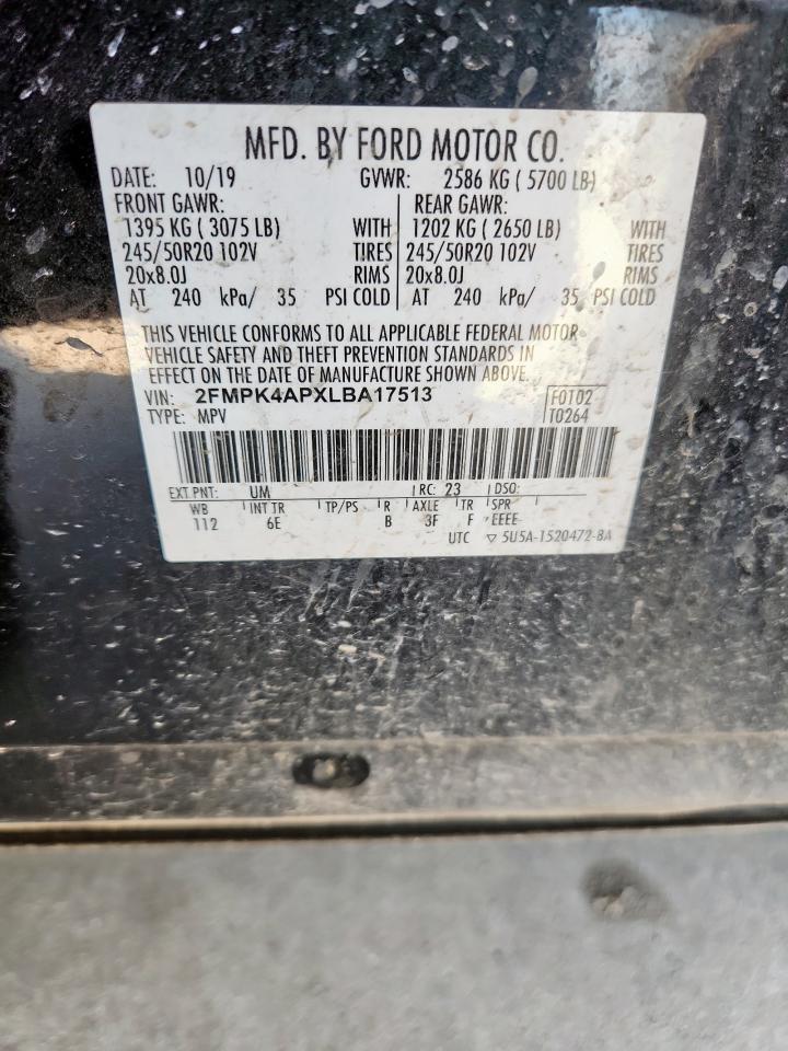 2020 Ford Edge St VIN: 2FMPK4APXLBA17513 Lot: 64162485