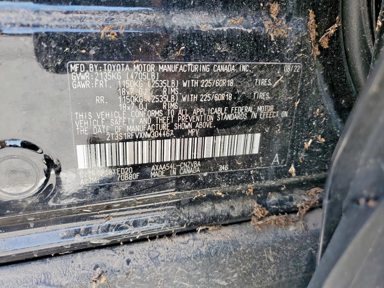 2022 Toyota Rav4 Trd Off Road VIN: 2T3S1RFVXNW304467 Lot: 66676515