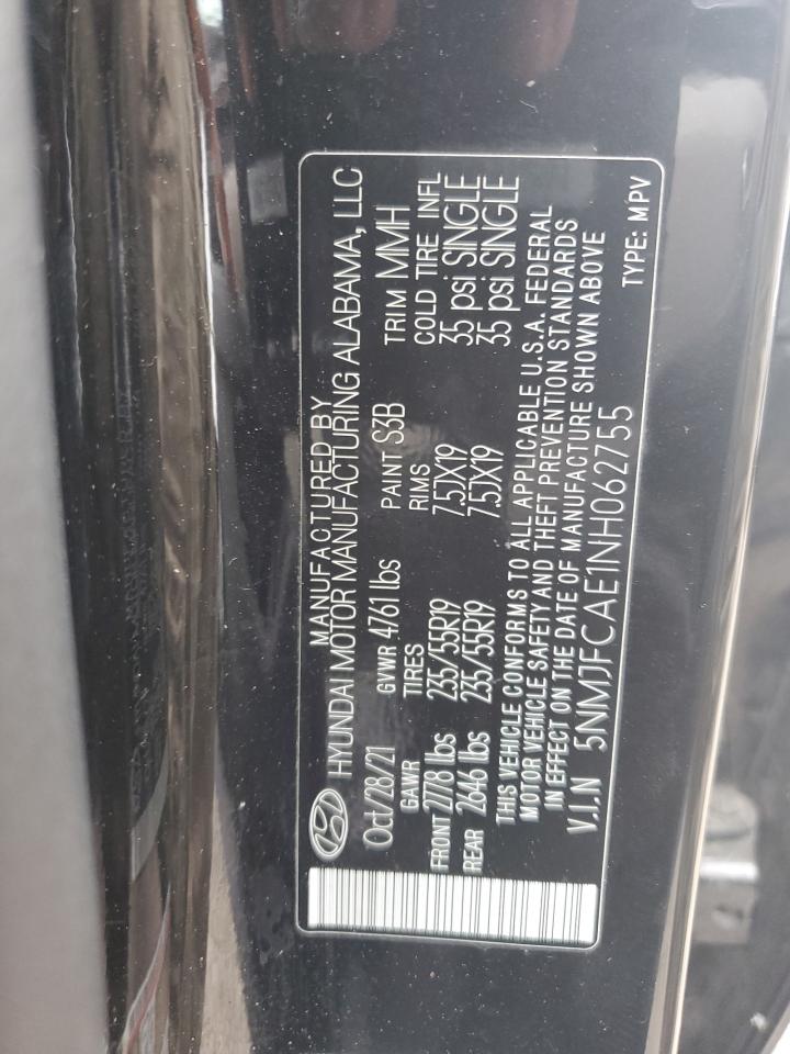 2022 Hyundai Tucson Sel VIN: 5NMJFCAE1NH062755 Lot: 65243615