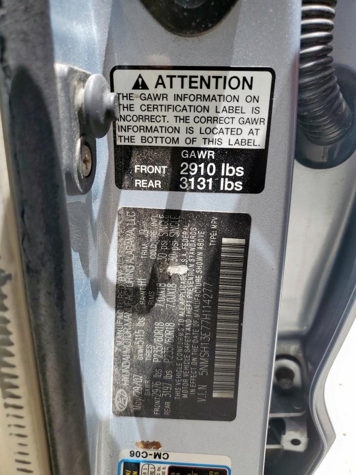 5NMSH13E77H114277 2007 Hyundai Santa Fe Se