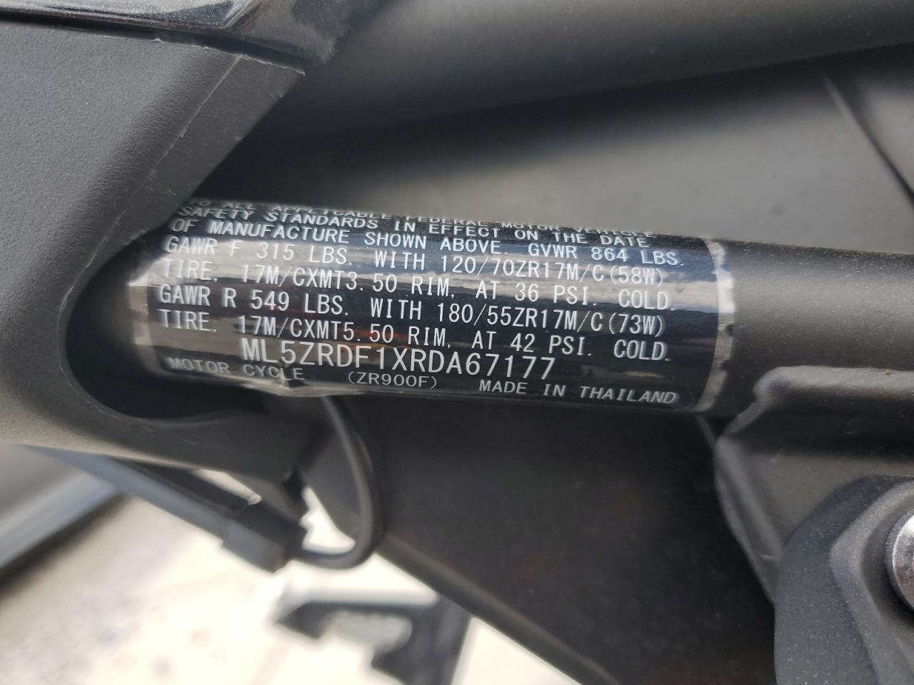 ml5zrdf1xrda67177 ML5ZRDF1XRDA67177 2024 Kawasaki Zr900 F