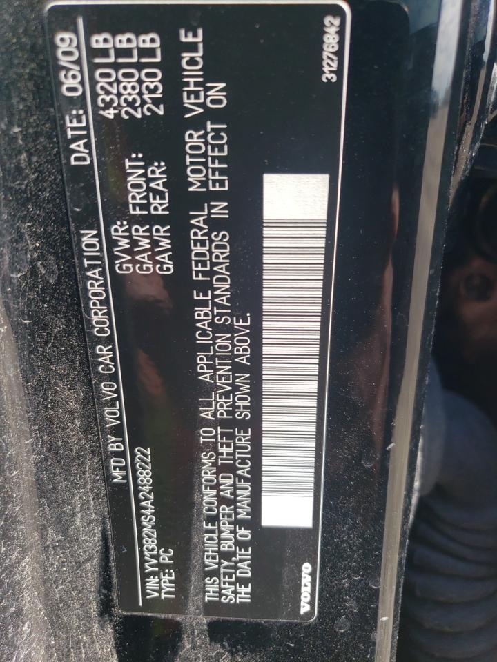 2010 Volvo S40 2.4I VIN: YV1382MS4A2488222 Lot: 63010145