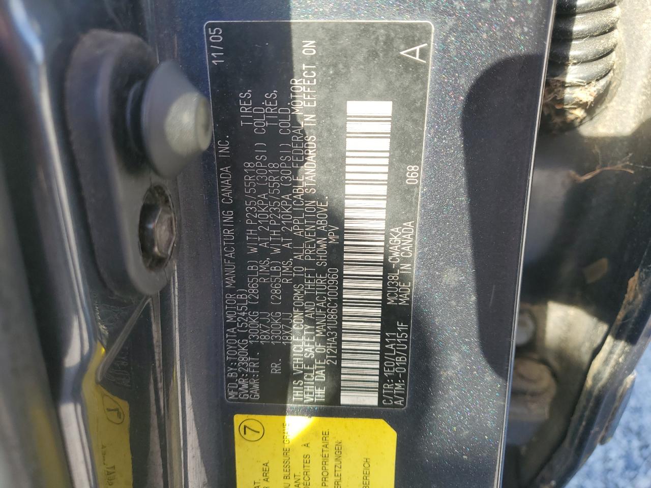 2006 Lexus Rx 330 VIN: 2T2HA31U86C100960 Lot: 63908345