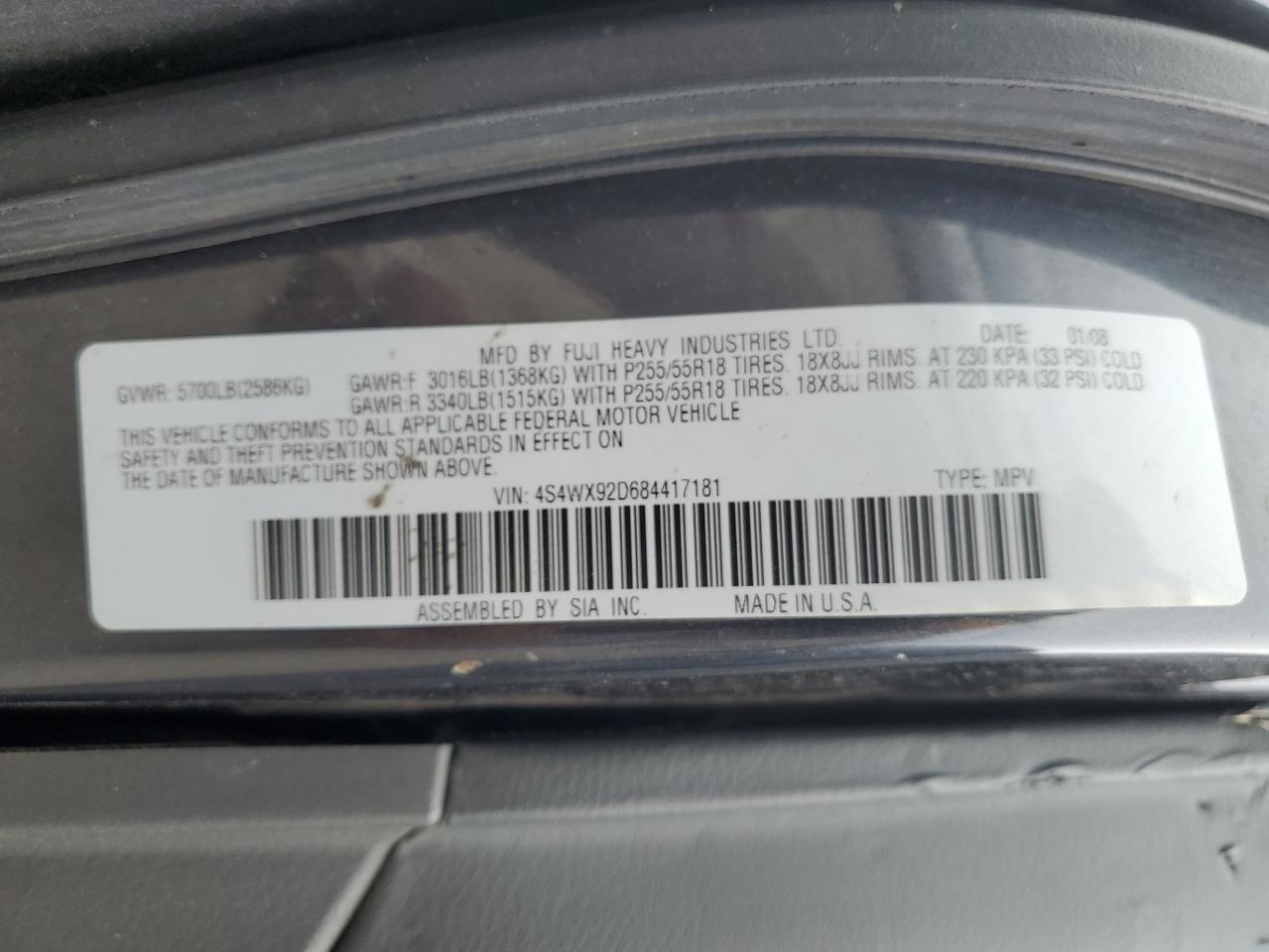 2008 Subaru Tribeca Limited VIN: 4S4WX92D684417181 Lot: 63037225