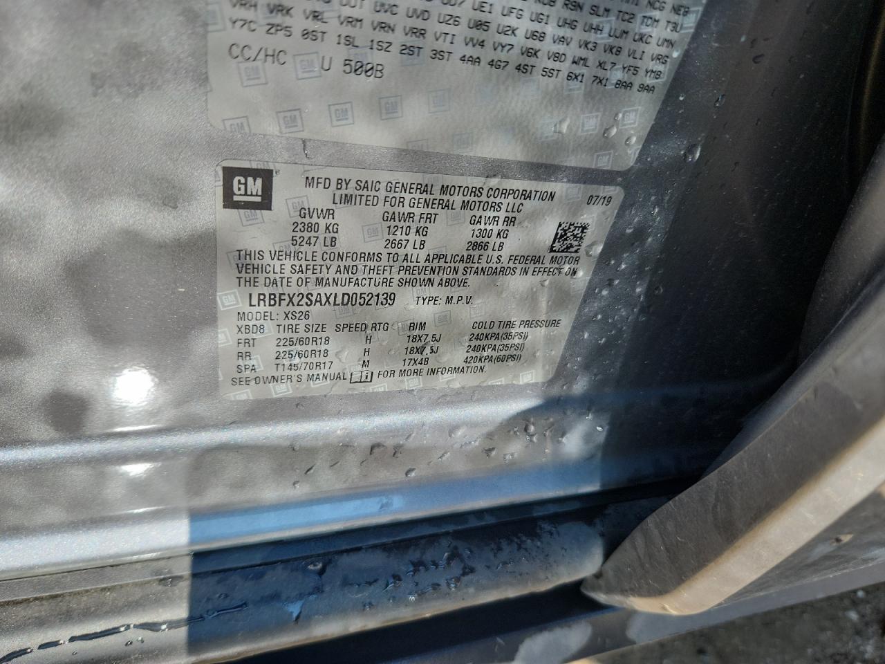 2020 Buick Envision Essence VIN: LRBFX2SAXLD052139 Lot: 63996755