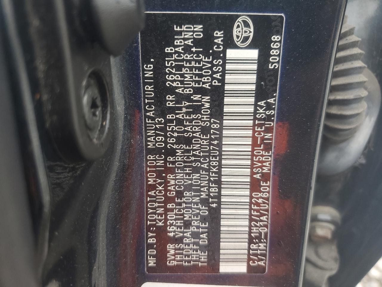 2014 Toyota Camry L VIN: 4T1BF1FK8EU741787 Lot: 64649395