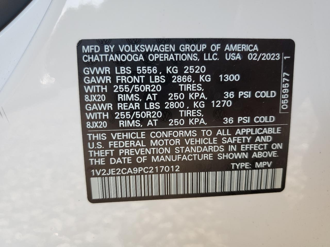 2023 Volkswagen Atlas Cross Sport Se VIN: 1V2JE2CA9PC217012 Lot: 64989465