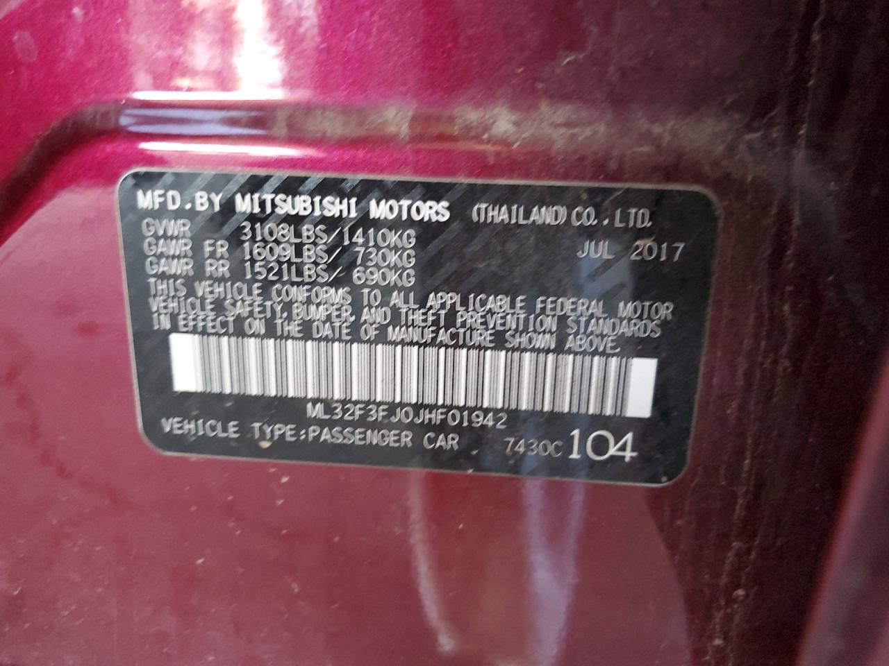 2018 Mitsubishi Mirage G4 Es VIN: ML32F3FJ0JHF01942 Lot: 64424595