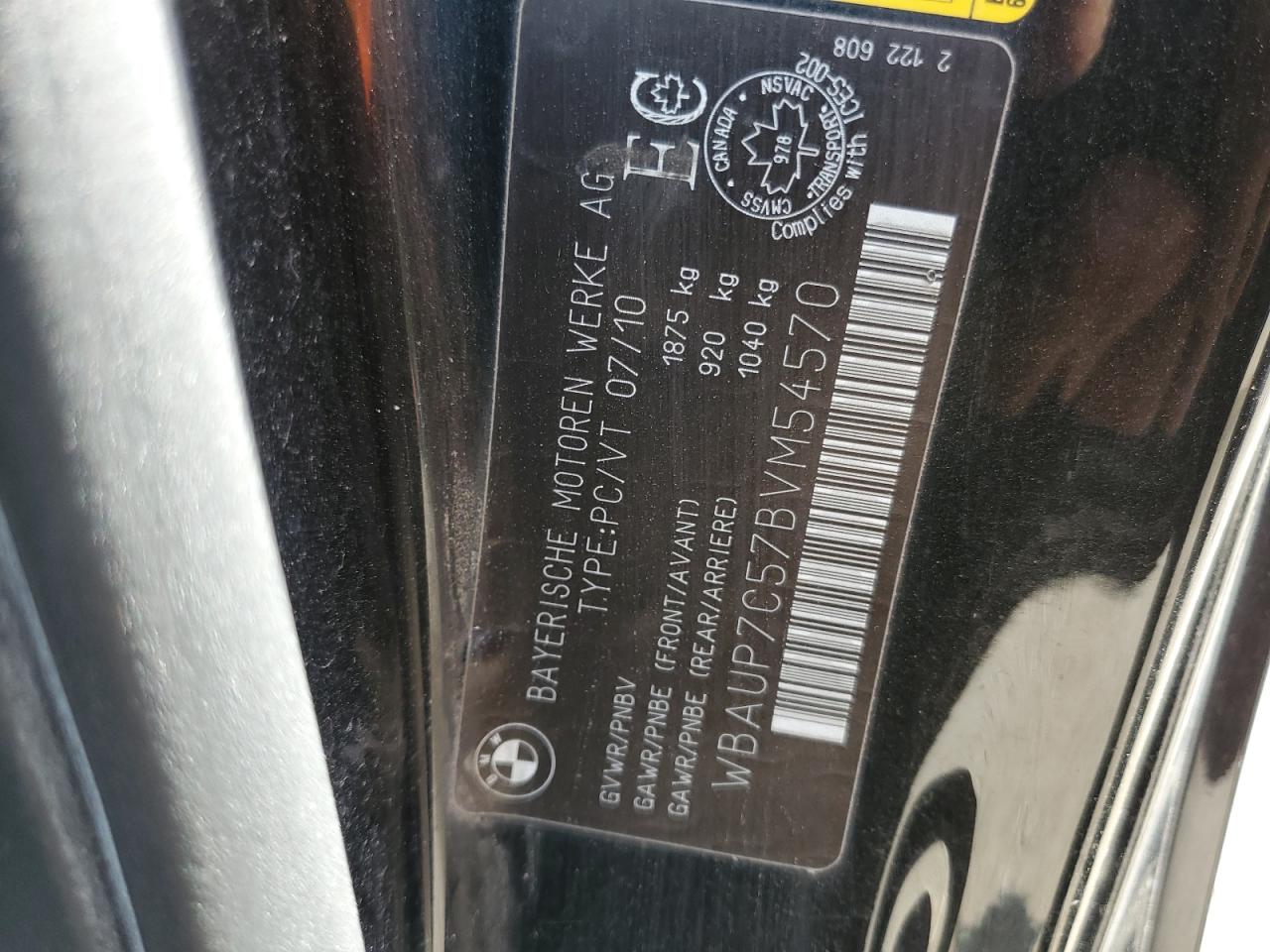 2011 BMW 128 I VIN: WBAUP7C57BVM54570 Lot: 64487005
