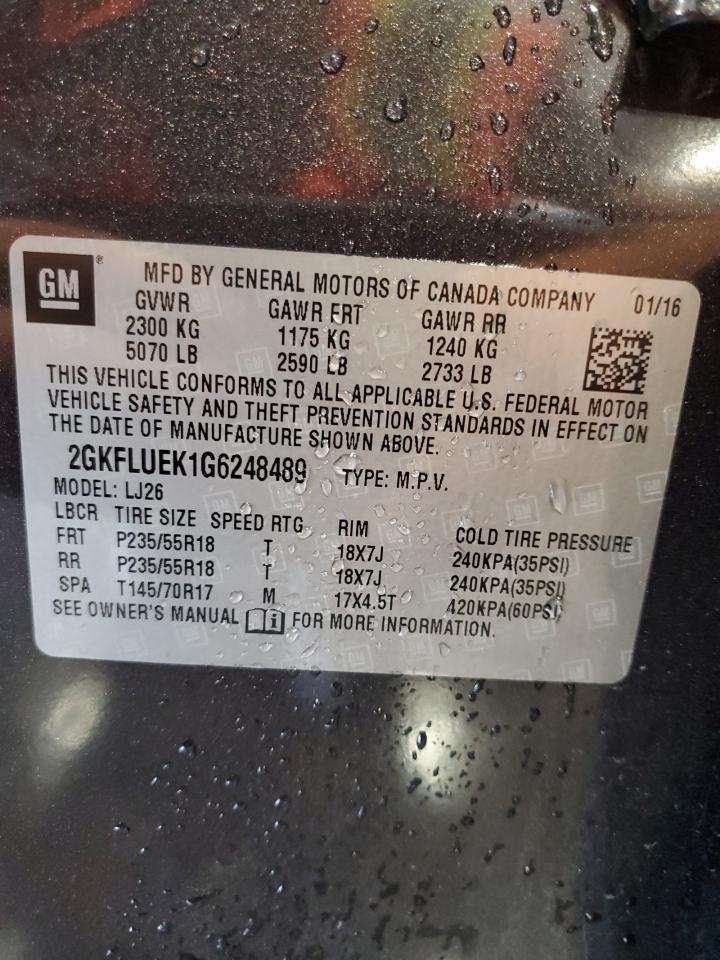 2016 GMC Terrain Slt VIN: 2GKFLUEK1G6248489 Lot: 65443365