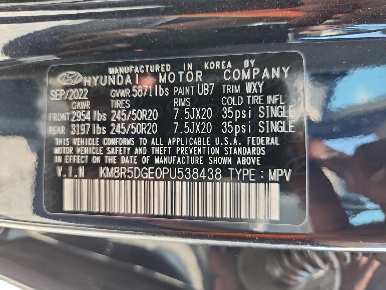 2023 Hyundai Palisade Limited VIN: KM8R5DGE0PU538438 Lot: 67063245