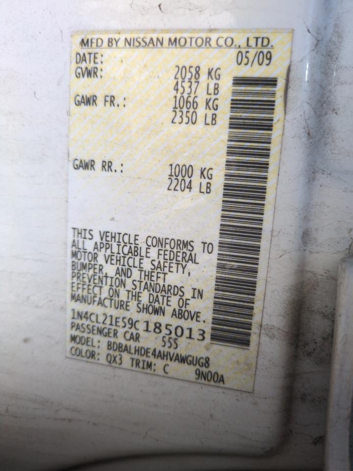 2009 Nissan Altima Hybrid VIN: 1N4CL21E59C185013 Lot: 64231755