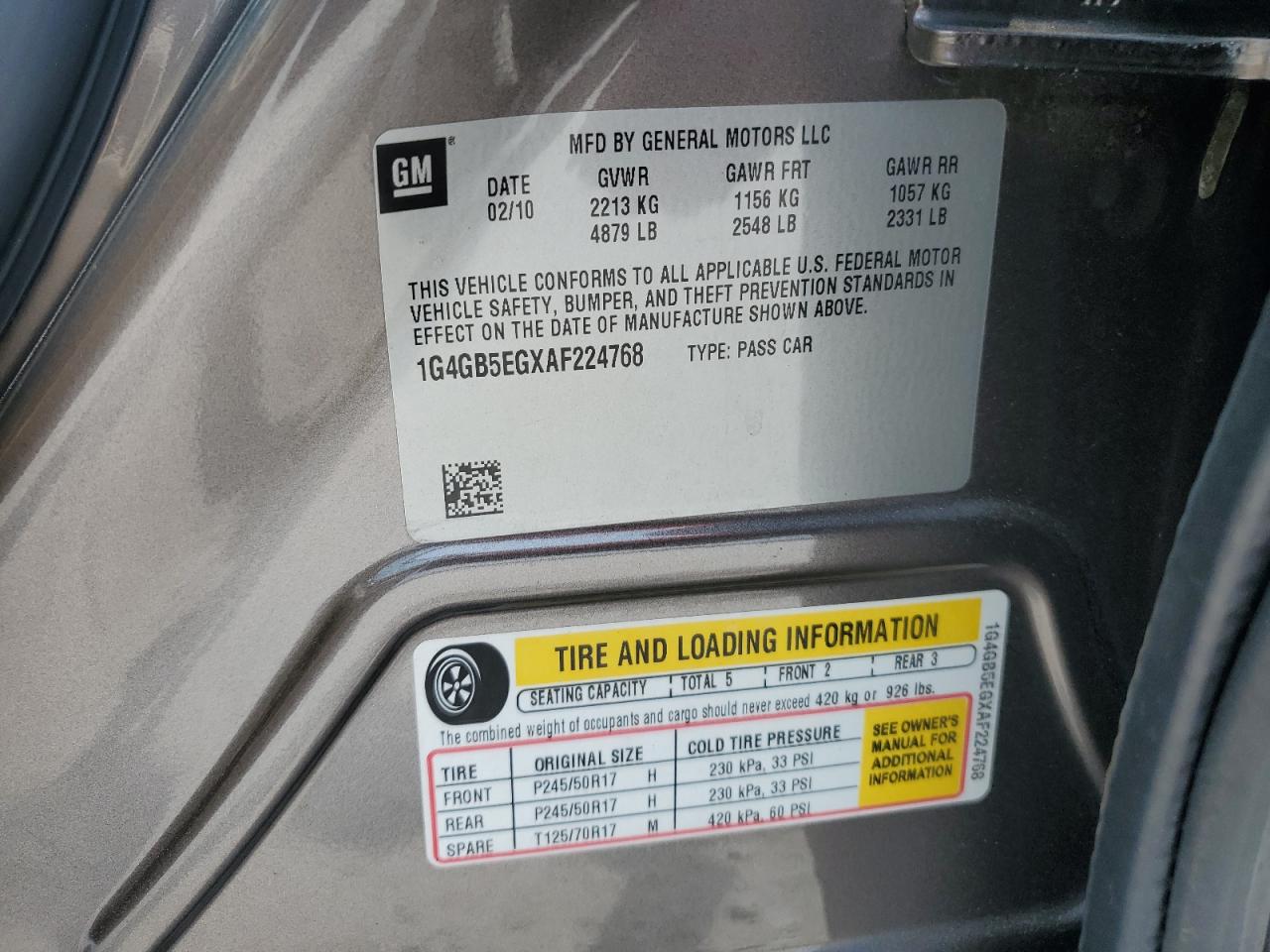 2010 Buick Lacrosse Cx VIN: 1G4GB5EGXAF224768 Lot: 64097105