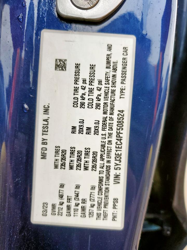2023 Tesla Model 3 VIN: 5YJ3E1EC4PF508524 Lot: 64737865